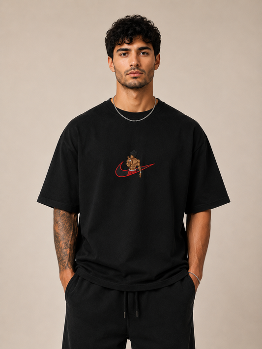 Oversized Baki Hanma Embroidered Tshirt – Comfort & Style