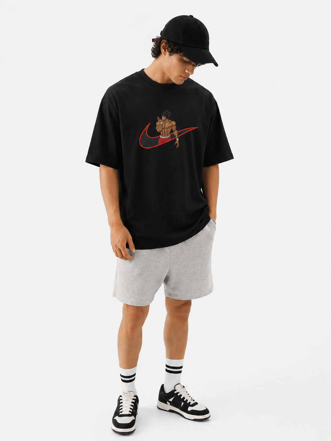 Oversized Baki Hanma Embroidered Tshirt – Comfort & Style