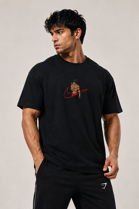 Oversized Baki Hanma Embroidered Tshirt – Comfort & Style